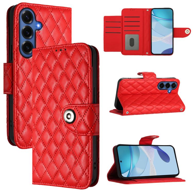 Custodia per telefono in pelle con texture rombica e cordino, For Samsung Galaxy S26+ 5G, For Samsung Galaxy S26 Edge 5G, For Samsung Galaxy S26 Ultra 5G, For Samsung Galaxy S26 5G