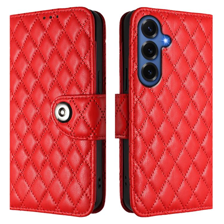 Custodia per telefono in pelle con texture rombica e cordino, For Samsung Galaxy S26+ 5G, For Samsung Galaxy S26 Edge 5G, For Samsung Galaxy S26 Ultra 5G, For Samsung Galaxy S26 5G