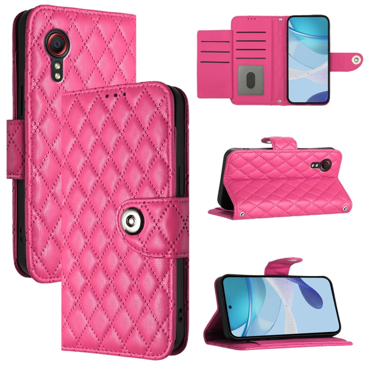 Custodia per telefono in pelle con texture rombica e cordino, For Samsung Galaxy XCover7 Pro, For Samsung Galaxy Xcover7, For Samsung Galaxy Xcover6 Pro, For Samsung Galaxy Xcover 5