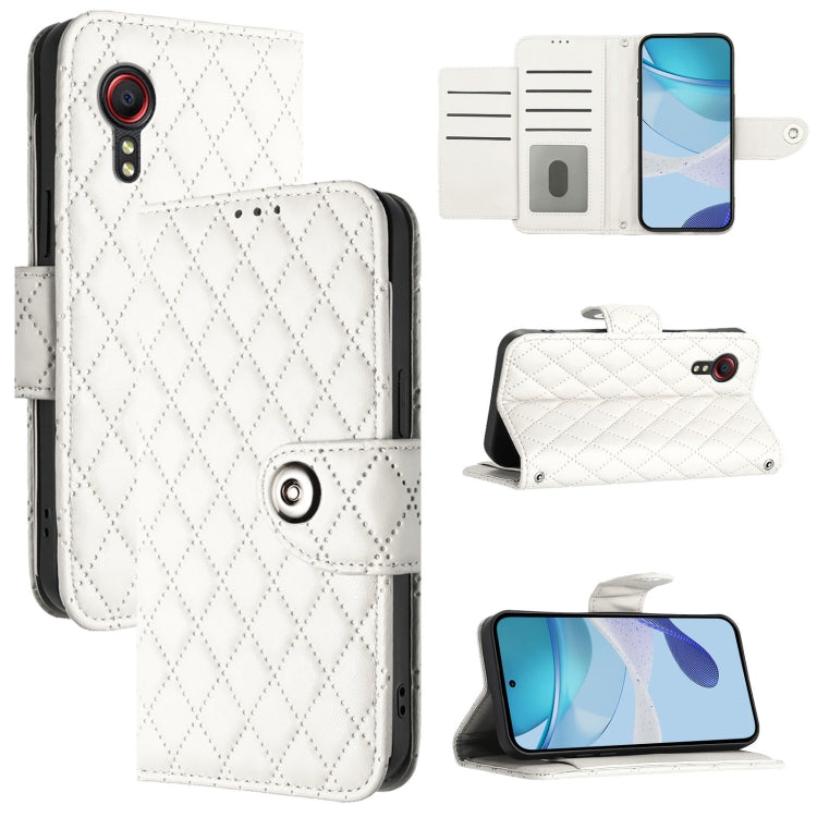 Custodia per telefono in pelle con texture rombica e cordino, For Samsung Galaxy XCover7 Pro, For Samsung Galaxy Xcover7, For Samsung Galaxy Xcover6 Pro, For Samsung Galaxy Xcover 5