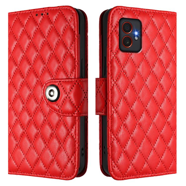 Custodia per telefono in pelle con texture rombica e cordino, For Samsung Galaxy XCover7 Pro, For Samsung Galaxy Xcover7, For Samsung Galaxy Xcover6 Pro, For Samsung Galaxy Xcover 5