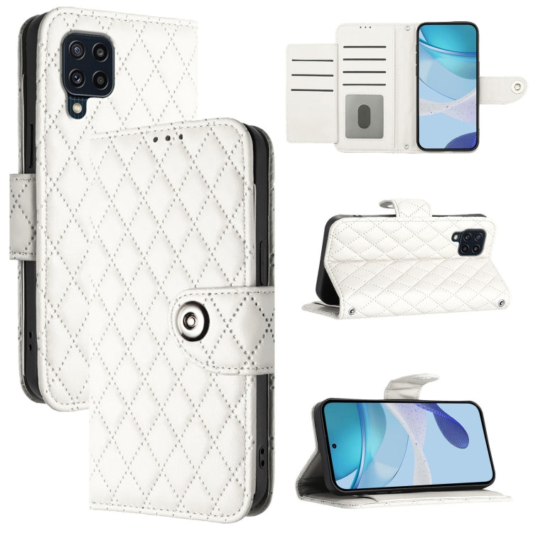 Custodia per cellulare in pelle con texture rombica con cordino, For Samsung Galaxy M32 4G / M22, For Samsung Galaxy M62 / F62