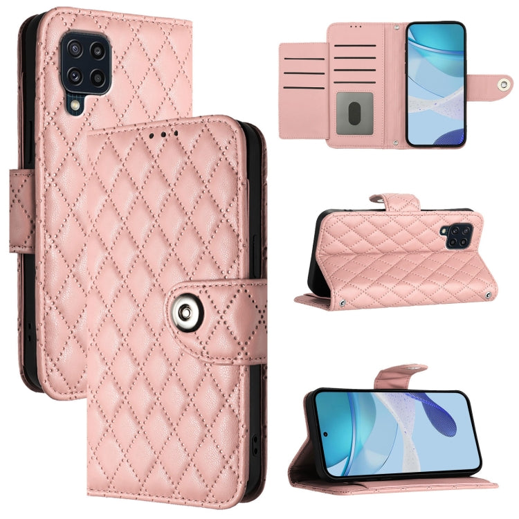 Custodia per cellulare in pelle con texture rombica con cordino, For Samsung Galaxy M32 4G / M22, For Samsung Galaxy M62 / F62