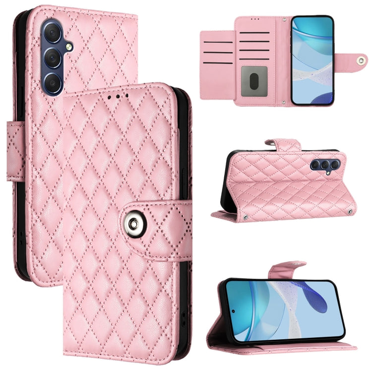 Custodia per cellulare in pelle con texture rombica con cordino, For Samsung Galaxy M55 / C55 5G, For Samsung Galaxy M15 / F15 5G Global, For Samsung Galaxy M34 5G / F34 5G, For Samsung Galaxy M54 / F54 5G