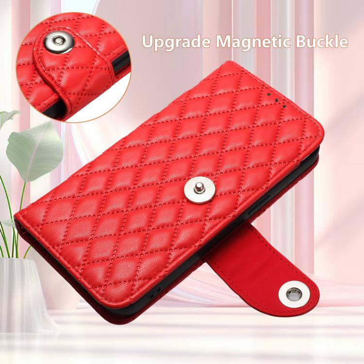 Custodia per cellulare in pelle con texture rombica con cordino, For Samsung Galaxy M56 5G, For Samsung Galaxy M16 5G Global, For Samsung Galaxy M06 5G / F06 5G, For Samsung Galaxy M35