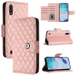 Custodia per cellulare in pelle con texture rombica con cordino, For Samsung Galaxy A21 EU, For Samsung Galaxy A01 EU, For Samsung Galaxy A91 / M80s, For Samsung Galaxy A81 / M60s