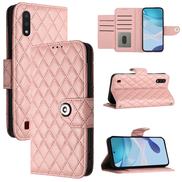 Custodia per cellulare in pelle con texture rombica con cordino, For Samsung Galaxy A21 EU, For Samsung Galaxy A01 EU, For Samsung Galaxy A91 / M80s, For Samsung Galaxy A81 / M60s