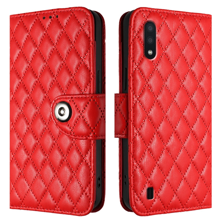 Custodia per cellulare in pelle con texture rombica con cordino, For Samsung Galaxy A10 / M10 EU