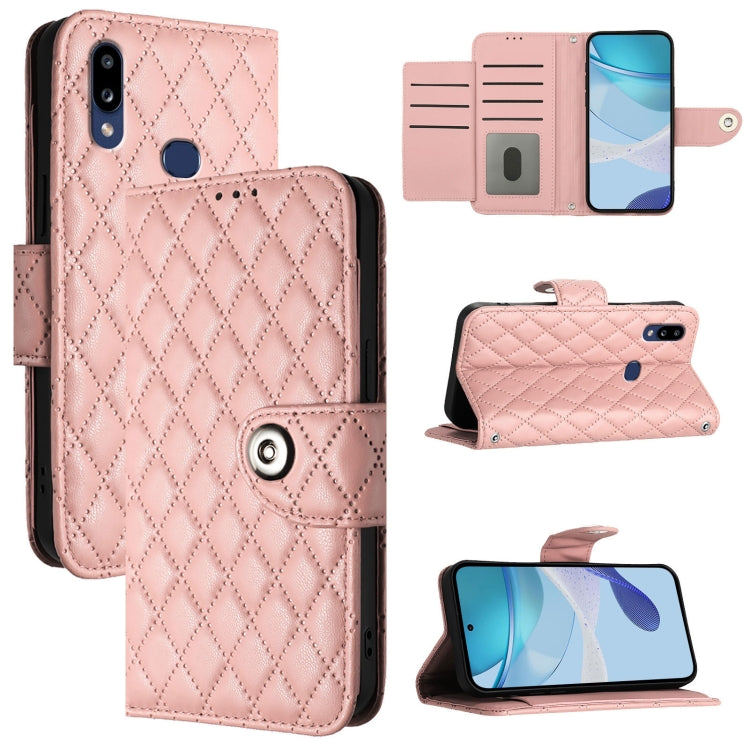 Custodia per cellulare in pelle con texture rombica con cordino, For Samsung Galaxy A02s 164mm, For Samsung Galaxy A02s 166mm, For Samsung Galaxy A10s / M01s, For Samsung Galaxy A21s