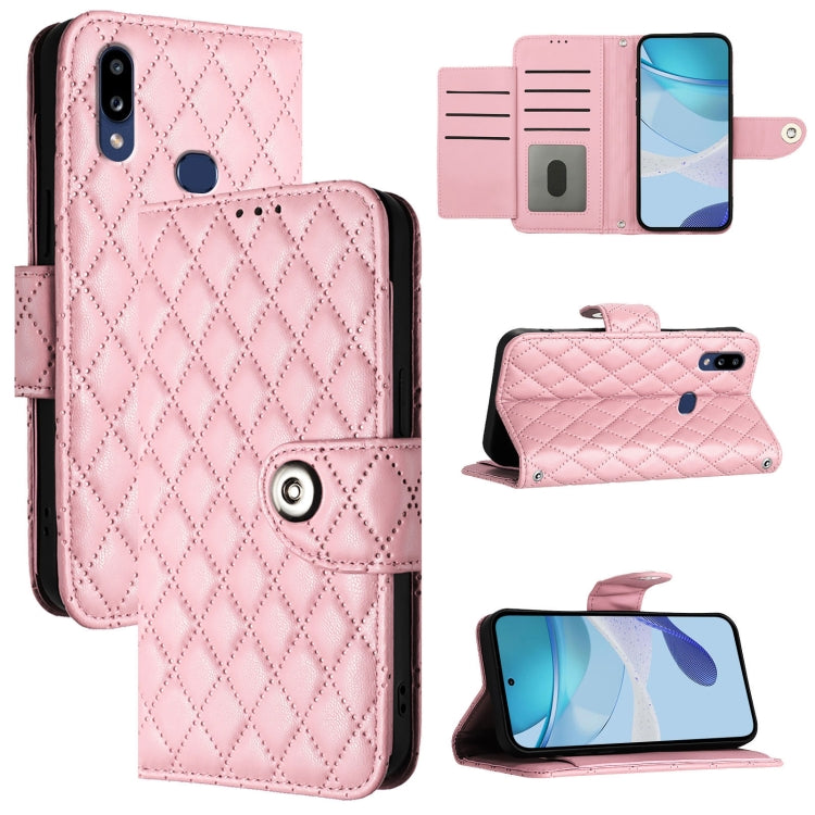 Custodia per cellulare in pelle con texture rombica con cordino, For Samsung Galaxy A02s 164mm, For Samsung Galaxy A02s 166mm, For Samsung Galaxy A10s / M01s, For Samsung Galaxy A21s