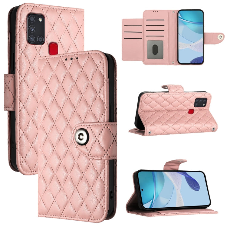 Custodia per cellulare in pelle con texture rombica con cordino, For Samsung Galaxy A02s 164mm, For Samsung Galaxy A02s 166mm, For Samsung Galaxy A10s / M01s, For Samsung Galaxy A21s