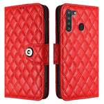 Custodia per cellulare in pelle con texture rombica con cordino, For Samsung Galaxy A21 EU, For Samsung Galaxy A01 EU, For Samsung Galaxy A91 / M80s, For Samsung Galaxy A81 / M60s