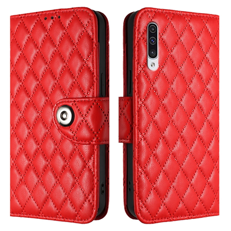 Custodia per cellulare in pelle con texture rombica con cordino, For Samsung Galaxy A50 / A30s / A50s, For Samsung Galaxy A20s, For Samsung Galaxy A20e / A10e, For Samsung Galaxy A40