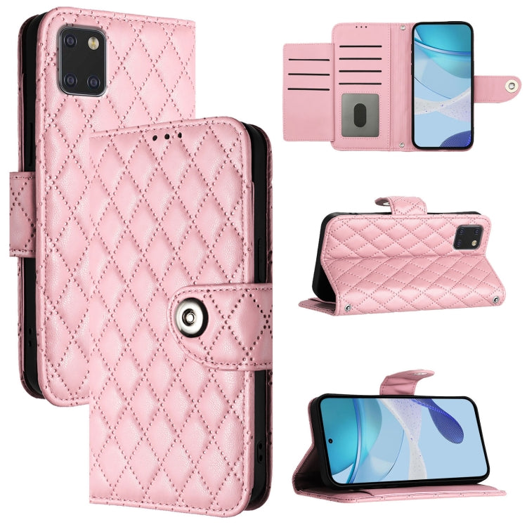 Custodia per cellulare in pelle con texture rombica con cordino, For Samsung Galaxy A21 EU, For Samsung Galaxy A01 EU, For Samsung Galaxy A91 / M80s, For Samsung Galaxy A81 / M60s