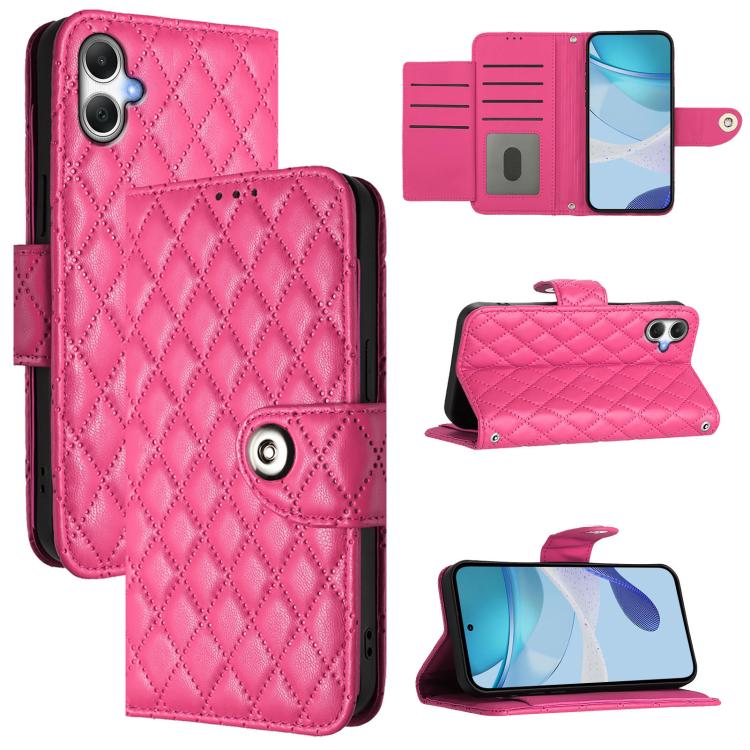 Custodia per cellulare in pelle con texture rombica con cordino, For Samsung Galaxy A06 5G, For Samsung Galaxy A56 5G, For Samsung Galaxy A26 5G, For Samsung Galaxy A16 4G