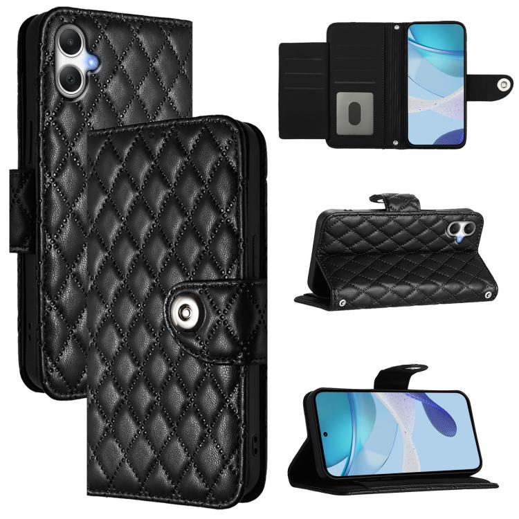 Custodia per cellulare in pelle con texture rombica con cordino, For Galaxy S26 FE 5G, For Samsung Galaxy A27 5G, For Samsung Galaxy A07 4G, For Samsung Galaxy A17 5G