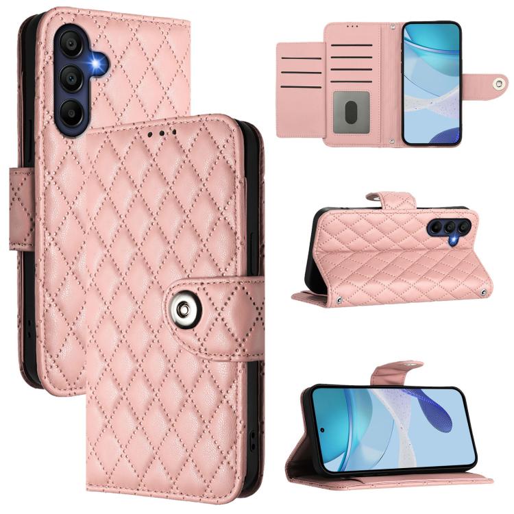 Custodia per cellulare in pelle con texture rombica con cordino, For Galaxy S26 FE 5G, For Samsung Galaxy A27 5G, For Samsung Galaxy A07 4G, For Samsung Galaxy A17 5G