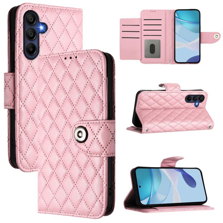 Custodia per cellulare in pelle con texture rombica con cordino, For Galaxy S26 FE 5G, For Samsung Galaxy A27 5G, For Samsung Galaxy A07 4G, For Samsung Galaxy A17 5G