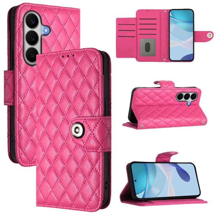 Custodia per cellulare in pelle con texture rombica con cordino, For Galaxy S26 FE 5G, For Samsung Galaxy A27 5G, For Samsung Galaxy A07 4G, For Samsung Galaxy A17 5G