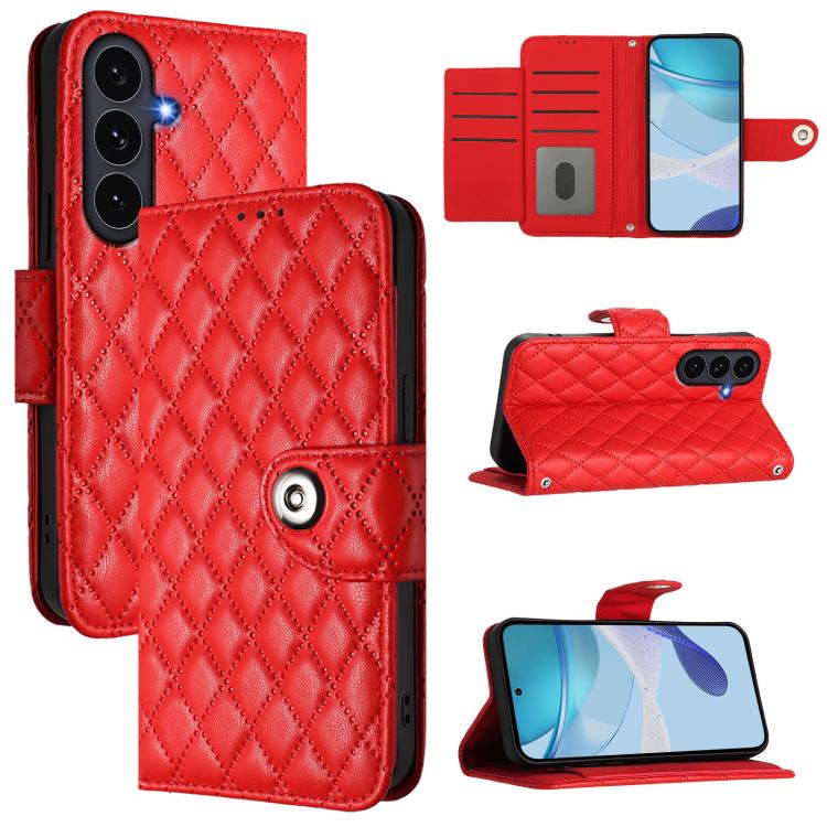 Custodia per cellulare in pelle con texture rombica con cordino, For Galaxy S26 FE 5G, For Samsung Galaxy A27 5G, For Samsung Galaxy A07 4G, For Samsung Galaxy A17 5G