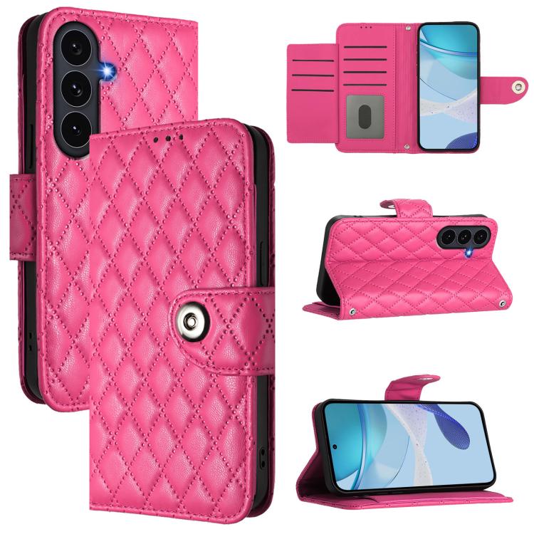 Custodia per cellulare in pelle con texture rombica con cordino, For Galaxy S26 FE 5G, For Samsung Galaxy A27 5G, For Samsung Galaxy A07 4G, For Samsung Galaxy A17 5G
