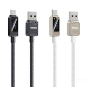 Cavo di ricarica rapida intrecciato con display digitale USB-Type-C REMAX RC-C070 da 1,2 m e 66 W, RC-C070