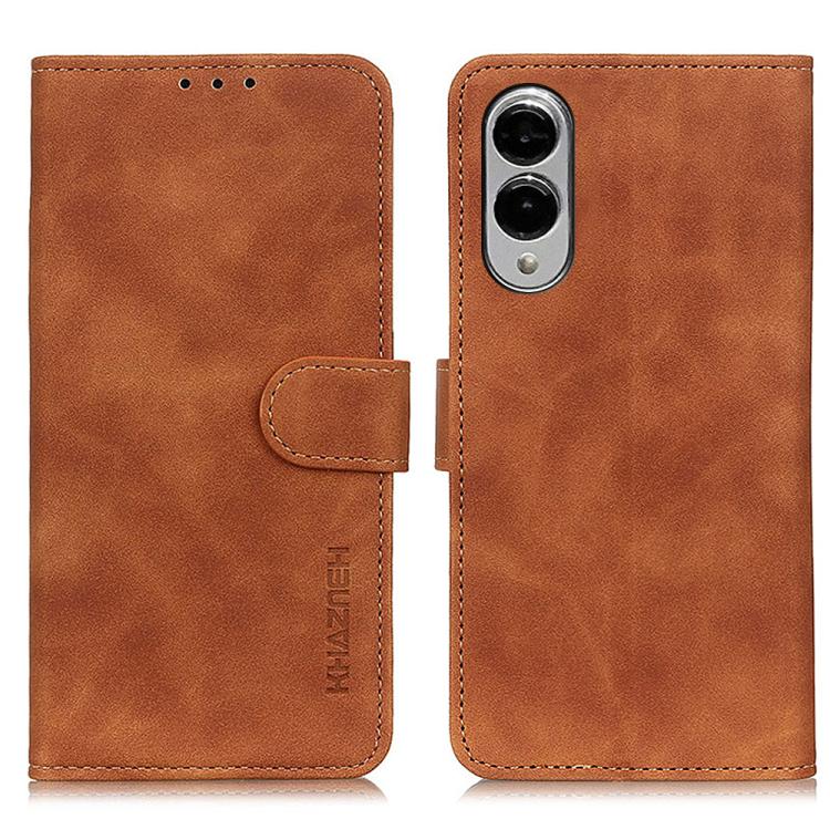 Custodia per telefono in pelle con vibrazione orizzontale con texture retrò KHAZNEH, For Samsung Galaxy S25 Edge 5G, For Samsung Galaxy S25 Ultra 5G, For Samsung Galaxy S24 FE 5G