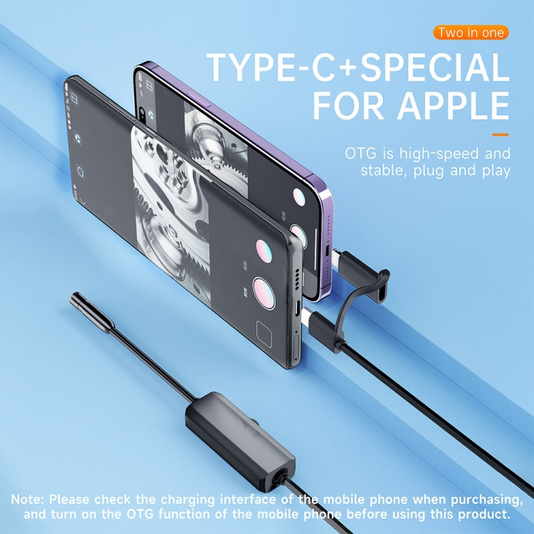 Endoscopio industriale USB-C 8mm HD con tubi morbidi e rigidi