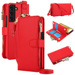 Custodia per telefono in pelle a portafoglio multifunzionale con anello a tracolla, For Samsung Galaxy S22 Ultra 5G, For Samsung Galaxy S22 5G, For Samsung Galaxy S22+ 5G