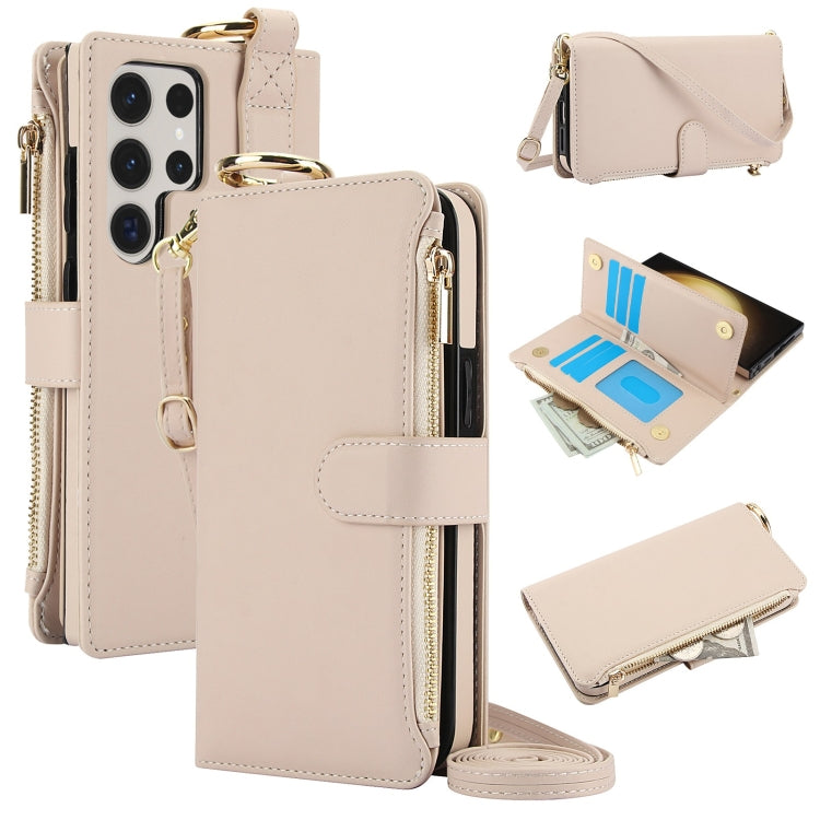 Custodia per telefono in pelle a portafoglio multifunzionale con anello a tracolla, For Samsung Galaxy S22 Ultra 5G, For Samsung Galaxy S22 5G, For Samsung Galaxy S22+ 5G