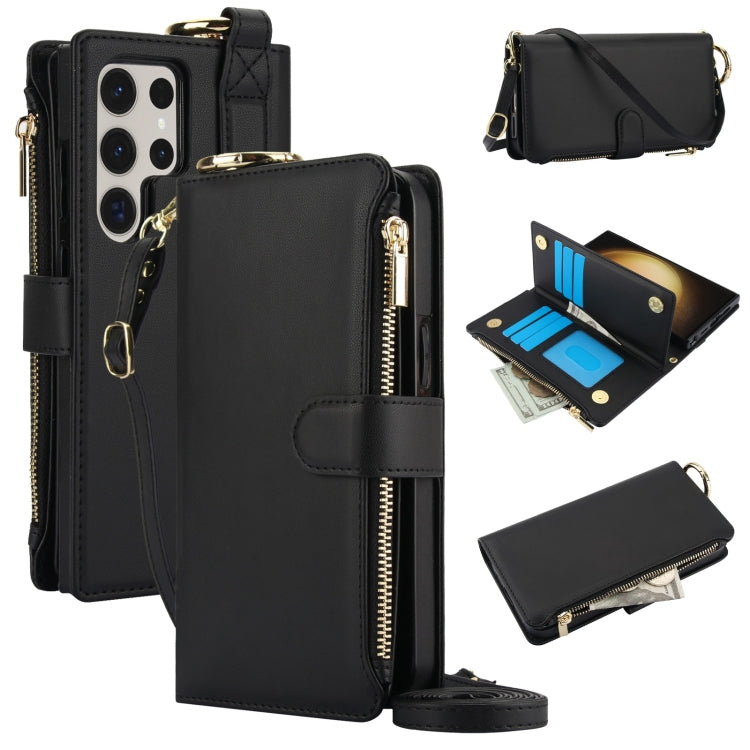 Custodia per telefono in pelle a portafoglio multifunzionale con anello a tracolla, For Samsung Galaxy S22 Ultra 5G, For Samsung Galaxy S22 5G, For Samsung Galaxy S22+ 5G