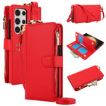 Custodia per telefono in pelle a portafoglio multifunzionale con anello a tracolla, For Samsung Galaxy S22 Ultra 5G, For Samsung Galaxy S22 5G, For Samsung Galaxy S22+ 5G