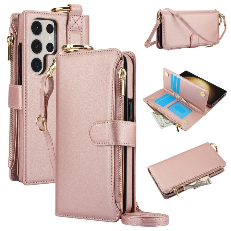Custodia per telefono in pelle a portafoglio multifunzionale con anello a tracolla, For Samsung Galaxy S22 Ultra 5G, For Samsung Galaxy S22 5G, For Samsung Galaxy S22+ 5G