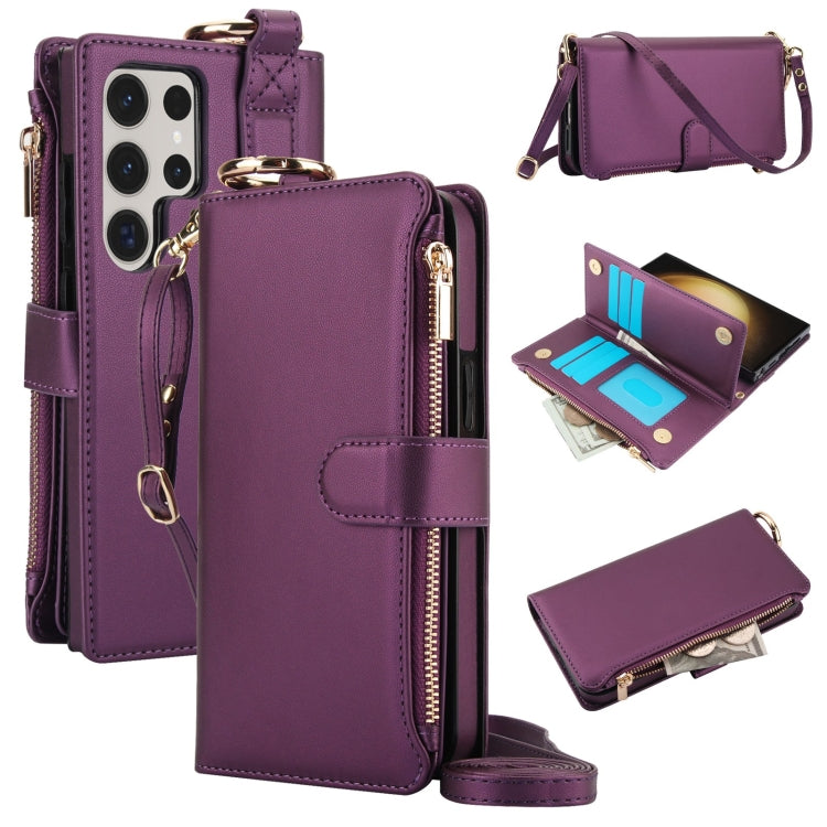 Custodia per telefono in pelle a portafoglio multifunzionale con anello a tracolla, For Samsung Galaxy S22 Ultra 5G, For Samsung Galaxy S22 5G, For Samsung Galaxy S22+ 5G