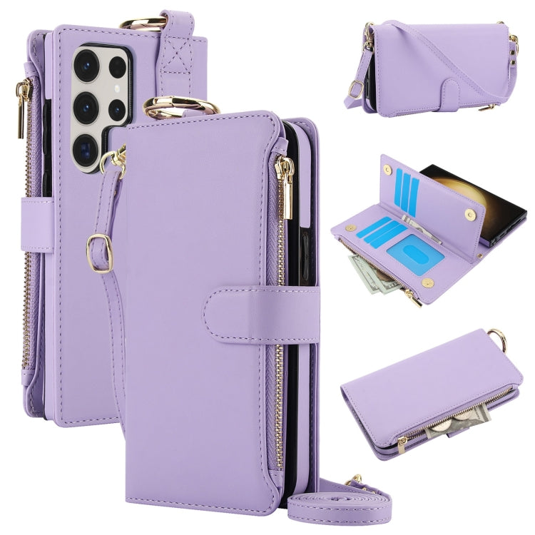 Custodia per telefono in pelle a portafoglio multifunzionale con anello a tracolla, For Samsung Galaxy S22 Ultra 5G, For Samsung Galaxy S22 5G, For Samsung Galaxy S22+ 5G
