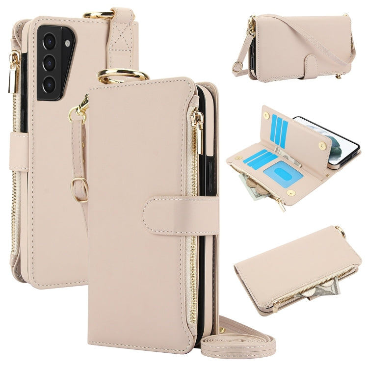 Custodia per telefono in pelle a portafoglio multifunzionale con anello a tracolla, For Samsung Galaxy S21 FE 5G, For Samsung Galaxy S21 5G, For Samsung Galaxy S21+ 5G