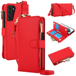 Custodia per telefono in pelle a portafoglio multifunzionale con anello a tracolla, For Samsung Galaxy S21 FE 5G, For Samsung Galaxy S21 5G, For Samsung Galaxy S21+ 5G