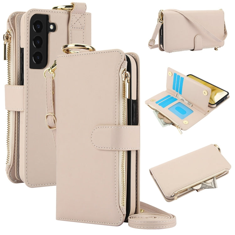 Custodia per telefono in pelle a portafoglio multifunzionale con anello a tracolla, For Samsung Galaxy S21 FE 5G, For Samsung Galaxy S21 5G, For Samsung Galaxy S21+ 5G