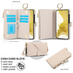 Custodia per telefono in pelle a portafoglio multifunzionale con anello a tracolla, For Samsung Galaxy S21 FE 5G, For Samsung Galaxy S21 5G, For Samsung Galaxy S21+ 5G