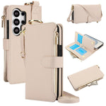 Custodia per telefono in pelle a portafoglio multifunzionale con anello a tracolla, For Samsung Galaxy S26+ 5G, For Samsung Galaxy S26 Ultra 5G, For Samsung Galaxy S26 5G