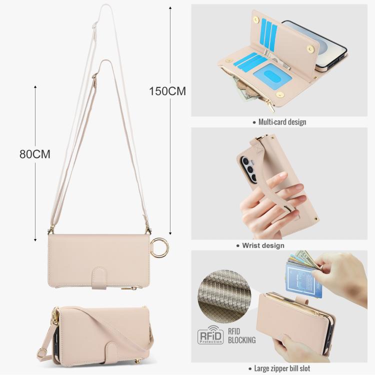 Custodia per telefono in pelle a portafoglio multifunzionale con anello a tracolla, For Samsung Galaxy S26+ 5G, For Samsung Galaxy S26 Ultra 5G, For Samsung Galaxy S26 5G