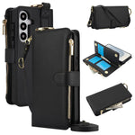 Custodia per telefono in pelle a portafoglio multifunzionale con anello a tracolla, For Samsung Galaxy S26+ 5G, For Samsung Galaxy S26 Ultra 5G, For Samsung Galaxy S26 5G