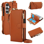 Custodia per telefono in pelle a portafoglio multifunzionale con anello a tracolla, For Samsung Galaxy S26+ 5G, For Samsung Galaxy S26 Ultra 5G, For Samsung Galaxy S26 5G