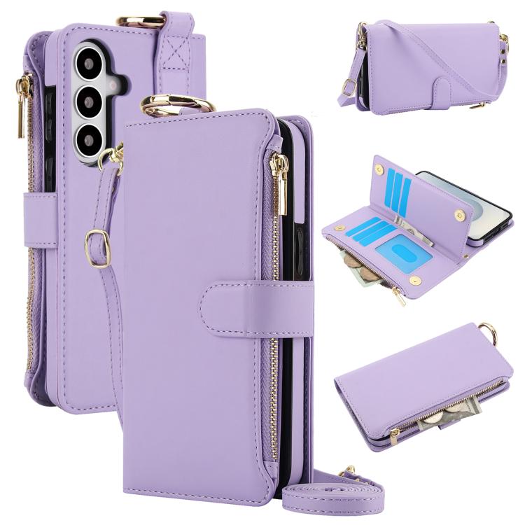 Custodia per telefono in pelle a portafoglio multifunzionale con anello a tracolla, For Samsung Galaxy S26+ 5G, For Samsung Galaxy S26 Ultra 5G, For Samsung Galaxy S26 5G