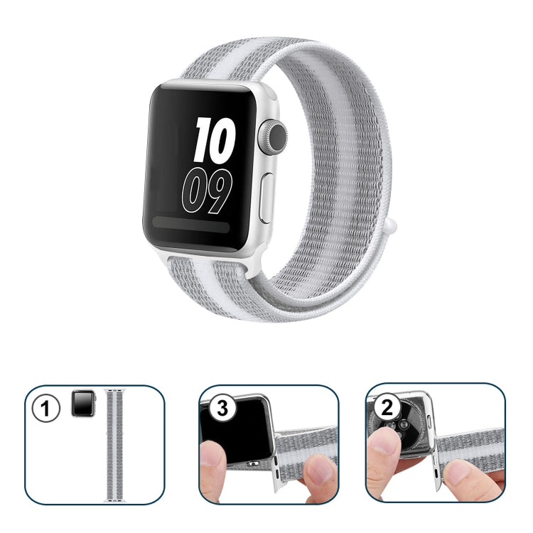 Cinturino in nylon, For Apple Watch Series 8&7 41mm / SE 2&6&SE&5&4 40mm / 3&2&1 38mm, For Apple Watch Ultra 49mm / Series 8&7 45mm / SE 2&6&SE&5&4 44mm / 3&2&1 42mm, For Apple Watch Series 7 41mm / 6 & SE & 5 & 4 40mm / 3 & 2 & 1 38mm                 ...