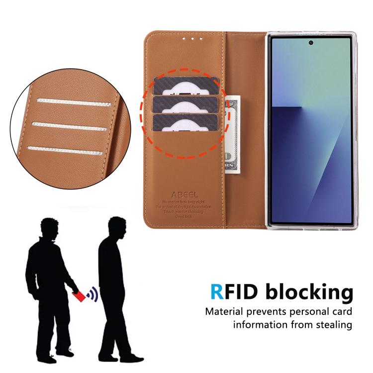 Custodia per telefono in pelle con vibrazione magnetica RFID ABEEL, For Galaxy Z Fold8 Ultra 5G, For Samsung Galaxy Z Fold6, For Samsung Galaxy Z Fold5