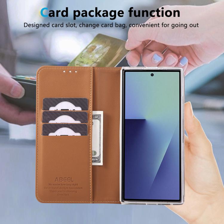 Custodia per telefono in pelle con vibrazione magnetica RFID ABEEL, For Galaxy Z Fold8 Ultra 5G, For Samsung Galaxy Z Fold6, For Samsung Galaxy Z Fold5