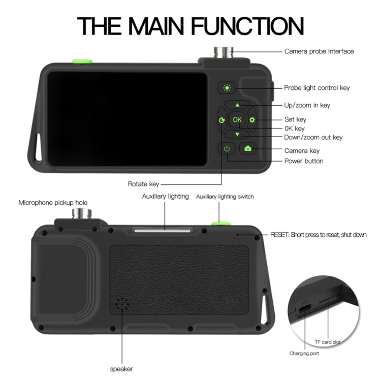 Endoscopio industriale con cavo rigido doppia fotocamera T22 da 4,5 pollici IPS con schermo a colori da 5,5 mm, 1m, 2m, 3.5m, 5m