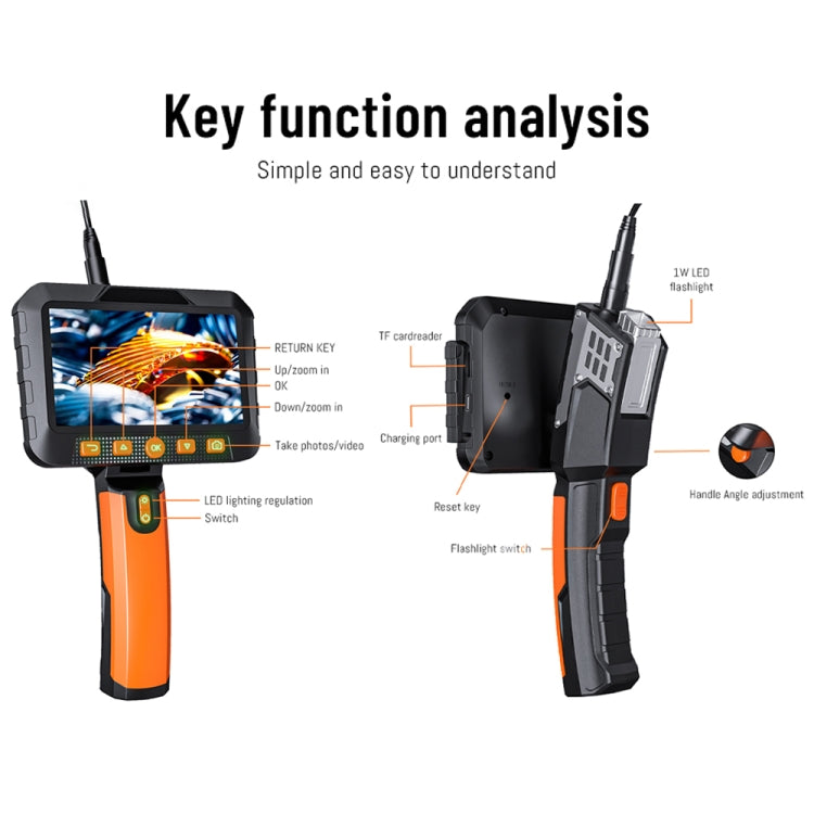 Endoscopio industriale HD T27 con schermo LCD IPS 5 pollici