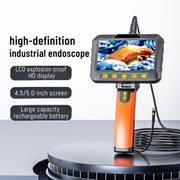 Endoscopio industriale HD T27 da 5 pollici con schermo a colori IPS da 5,5 mm e doppia telecamera portatile con cavo rigido, 1m, 2m, 3.5m, 5m